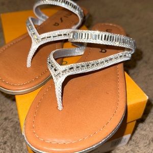 Brand new NEVER WORN white rhinestone sandals